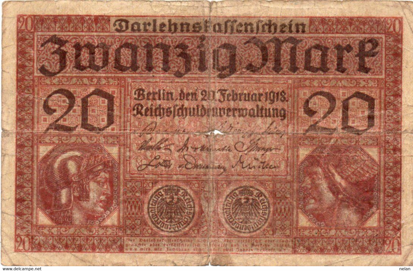 GERMANY- 20 MARK 1918 - Wor:P-57, Ros:R-55 - 20 Mark