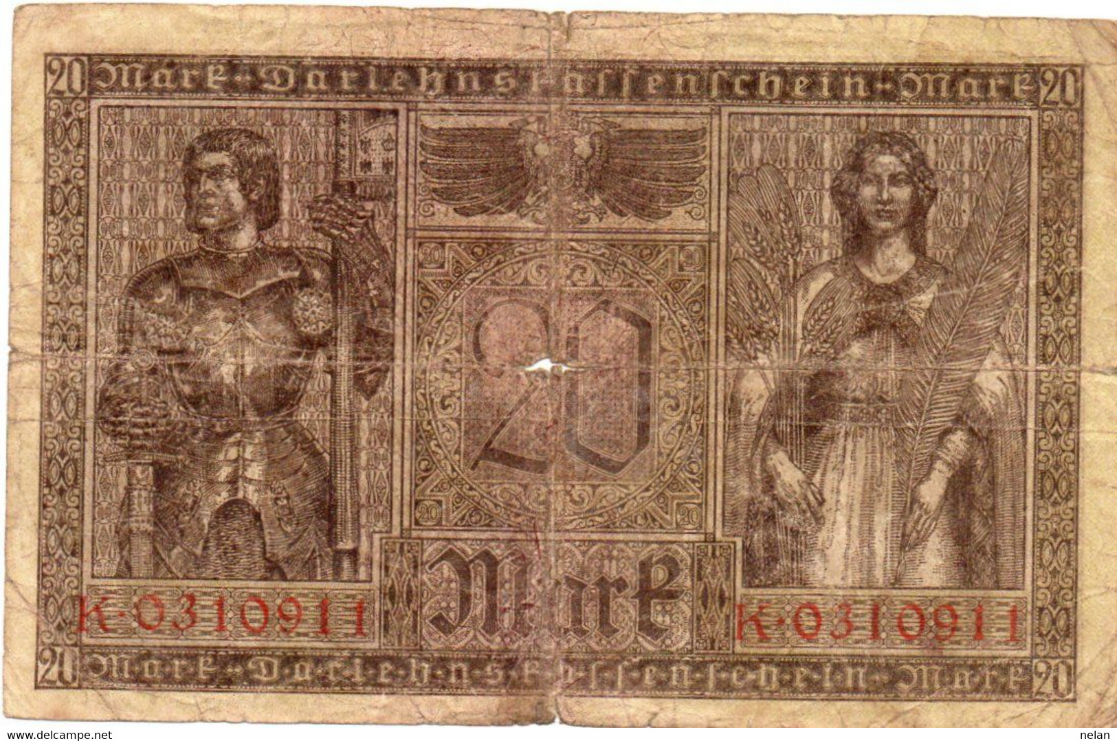 GERMANY- 20 MARK 1918 - Wor:P-57, Ros:R-55 - 20 Mark