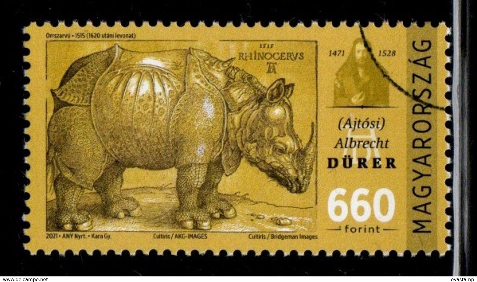 HUNGARY - 2021. - Specimen - 550th Anniversary Of The Birth Of Albrecht Dürer / Indian Rhinoceros  MNH!!! - Essais, épreuves & Réimpressions