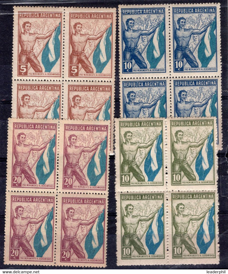 ARGENTINA 1949 PERONISMO 4 BLOCK OF 4 CINDERELLAS MNH VF - Viñetas De Franqueo (Frama)