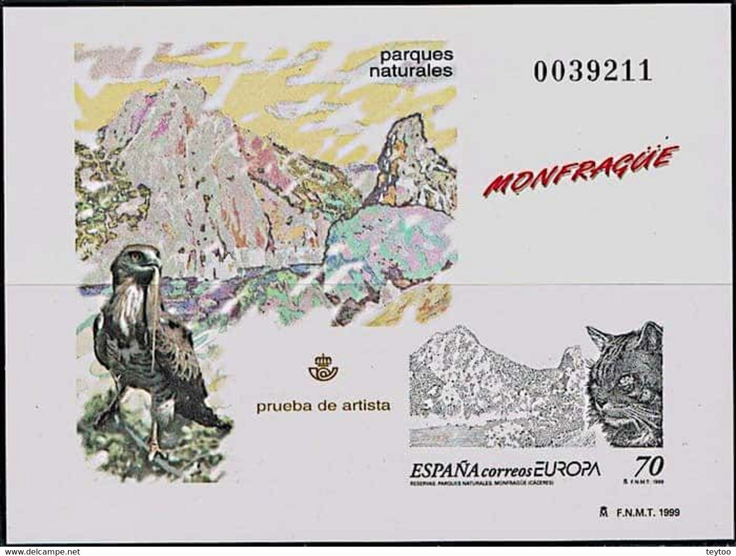[P69] España 1999, Prueba De Artista. Parques Naturales. Monfragüe - Prove & Ristampe