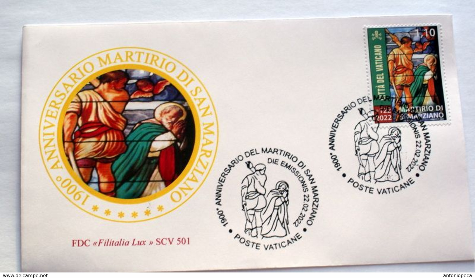 VATICAN 2022, ANNIVERSARIO MARTIRIO DI SAN MARZIANO, FDC - Unused Stamps