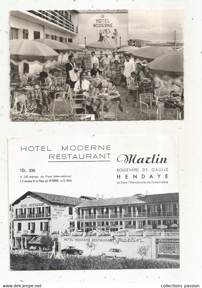 Cp + Publicité 4 Pages , RESTAURANT MARTIN , HOTEL MODERNE,  64 , HENDAYE, Frais Fr 1.75 E - Hotels & Restaurants