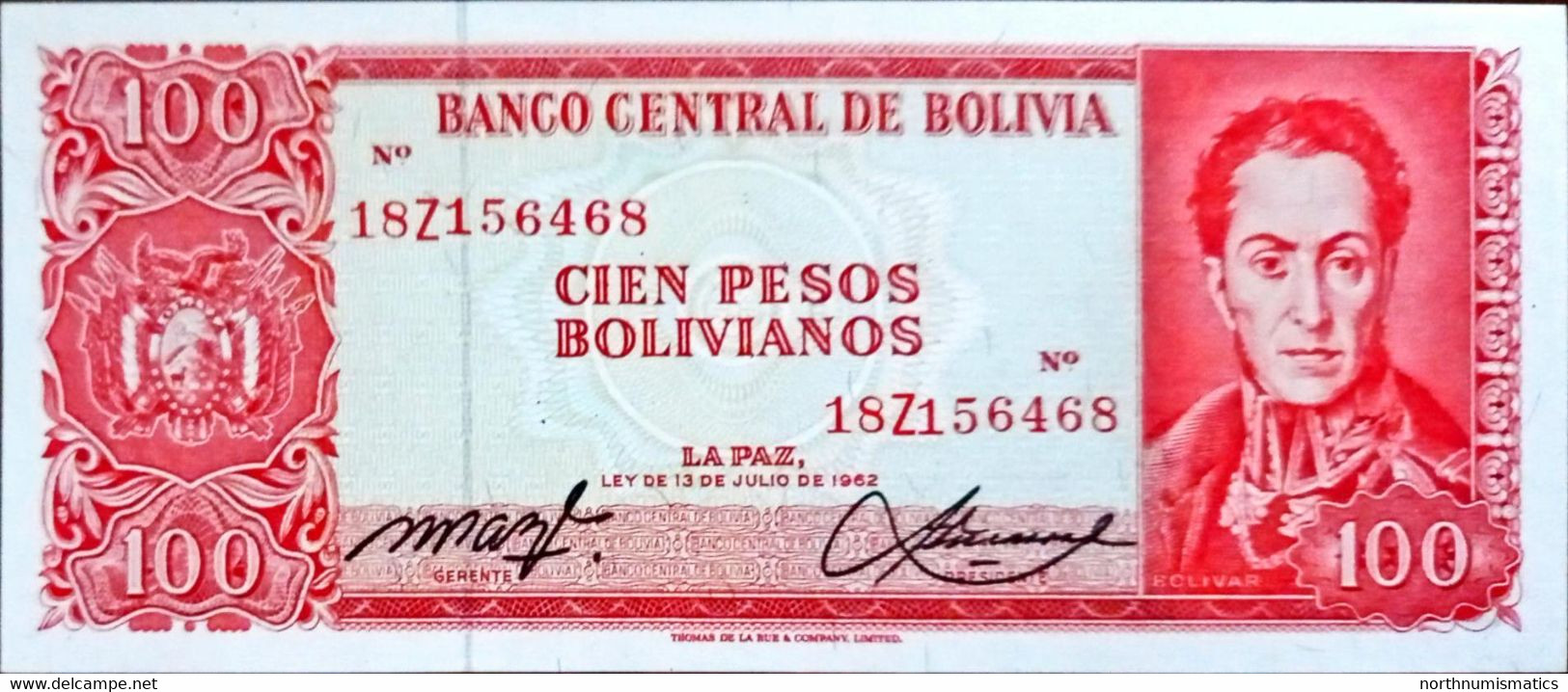 Bolivia 100 Pesos 1962 Replacement Unc - Bolivie