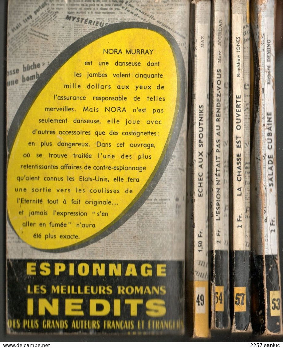 Lot De 5 Romans Inter Espions Jet Des Editions Presses Internationales N: 49.53.54.57.& 70 Titres Divers Des Années 1963 - Andere & Zonder Classificatie