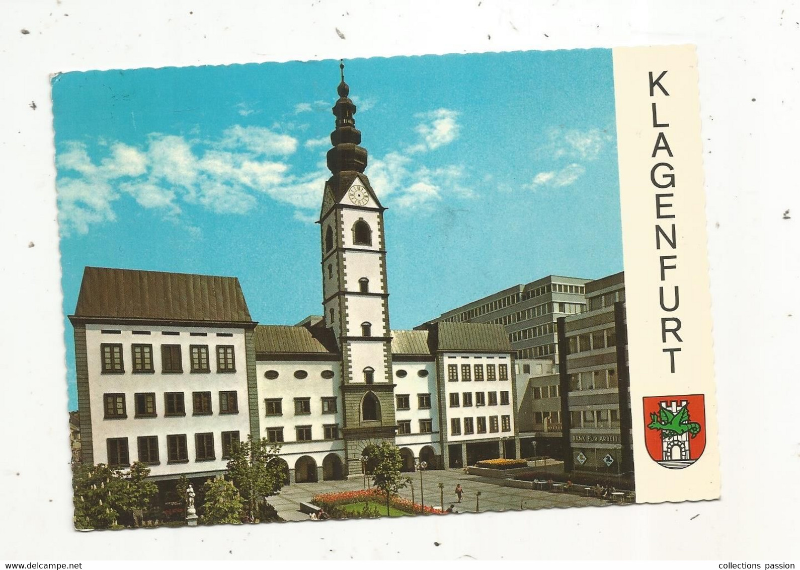 Cp , Autriche , Landeshauptstadt KLAGENFURT , Domplatz , Kärnten-Austria , Voyagée 1976, Blason - Klagenfurt