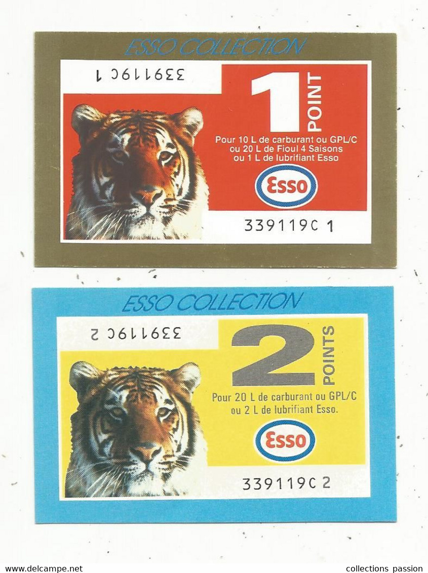 Ticket, 1 Point + 2 Points Pour 10 & 20 Litres De Carburant, ESSO COLLECTION , 2 Scans,  LOT DE 2 TICKETS - Ohne Zuordnung