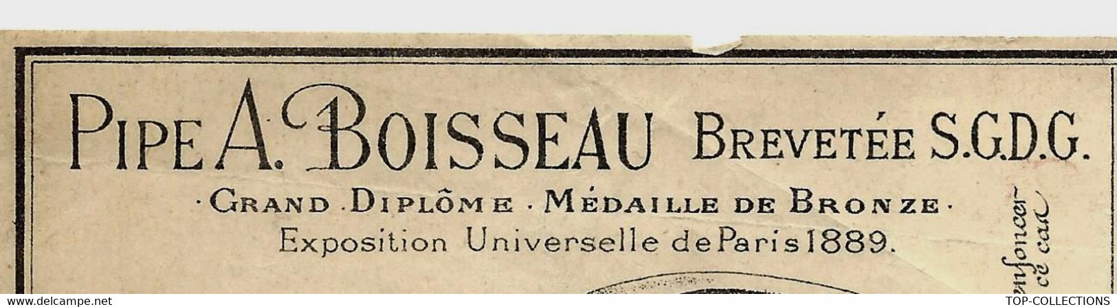 TABAC PIPE FUMEURS  PUBLICITE  Pipe A. Boisseau Fabricant à Chalon S/ Marne (Marne) Brevet   Croquis Et Détails V. SCANS - Pubblicitari