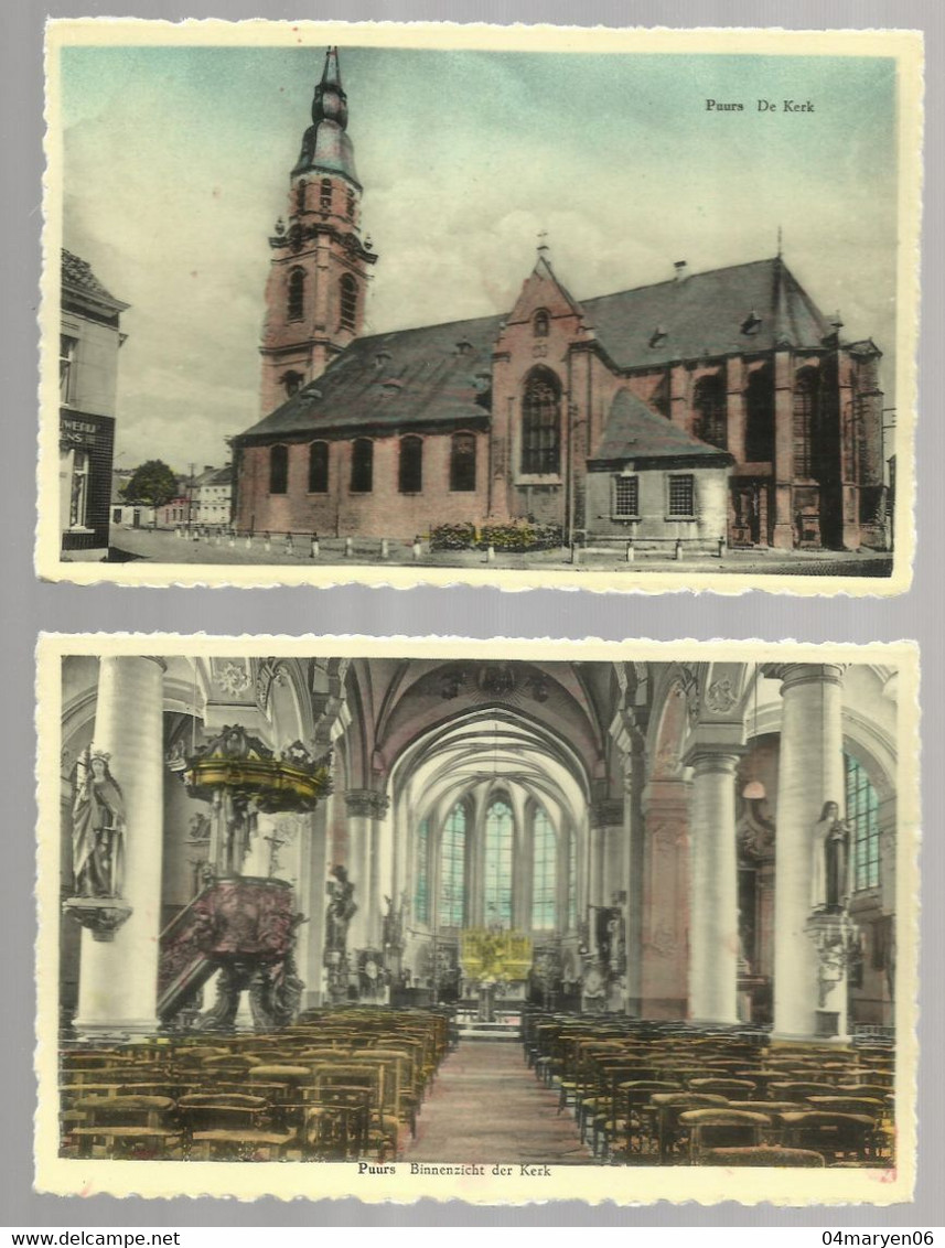 ***  2 X PUURS  ***   -   De Kerk + Binnenzicht Der Kerk  -  Zie / Voir Scan - Puurs