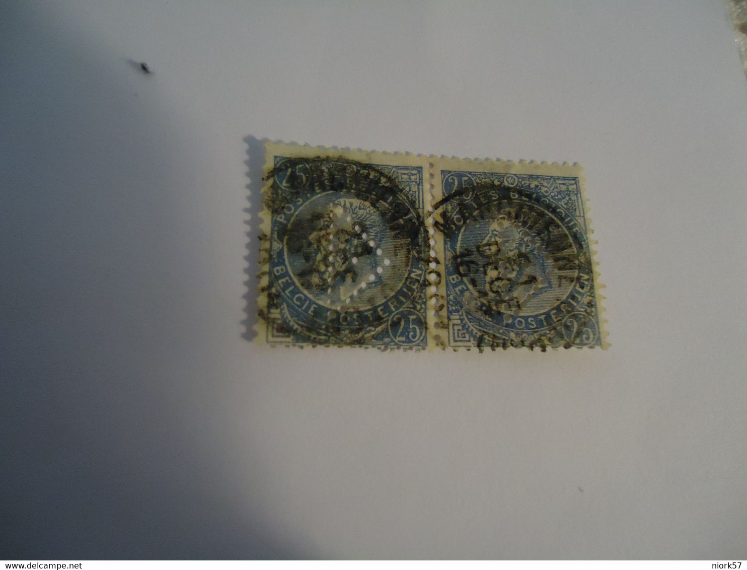 BELGIUM   USED PAIR   STAMPS WITH PERFINS   2 SCAN - Non Classés