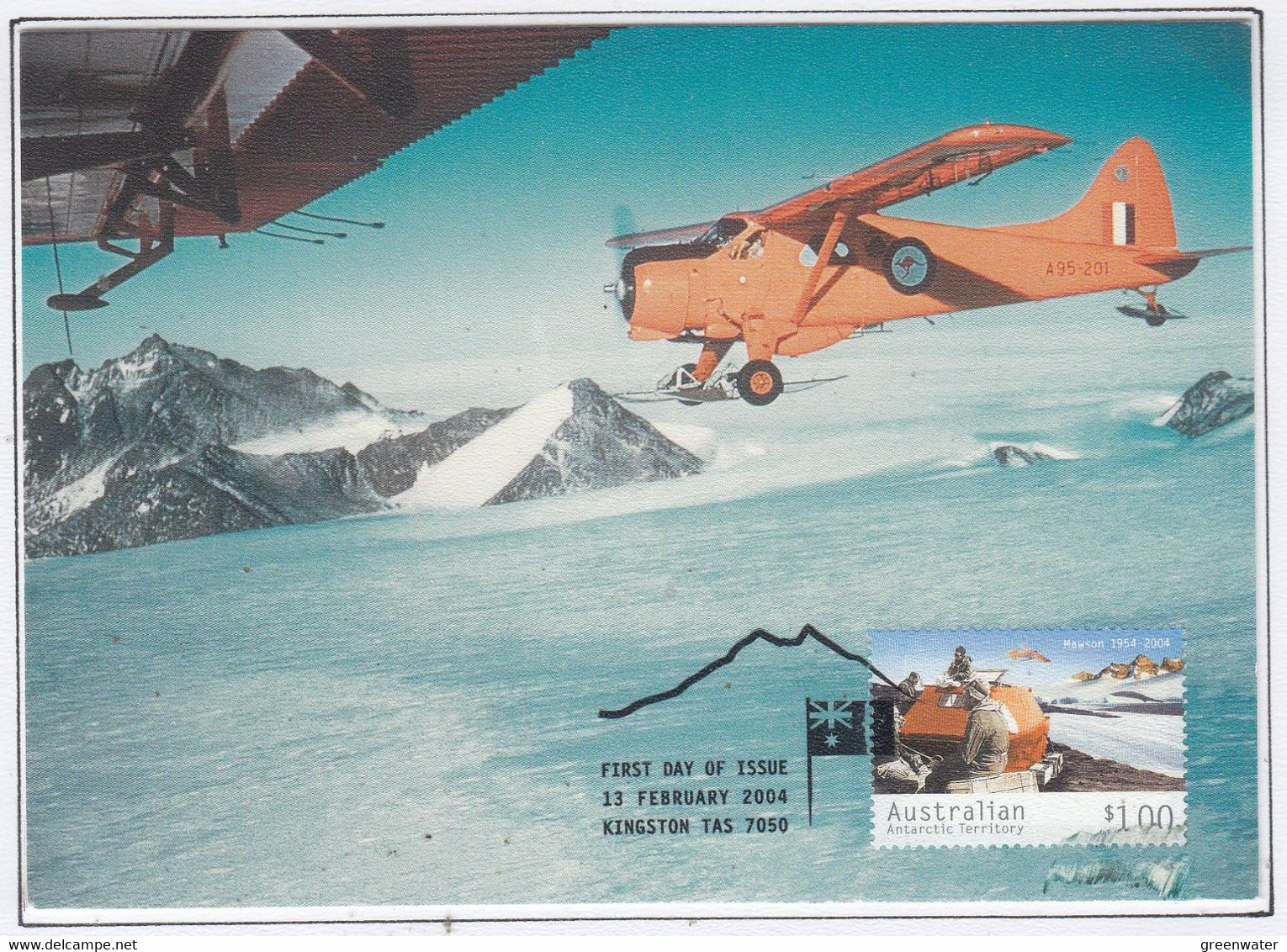 AAT 2004 50Y Mawson Station (Airplane) 1v  Maxicard (AAT183C) - Cartes-maximum