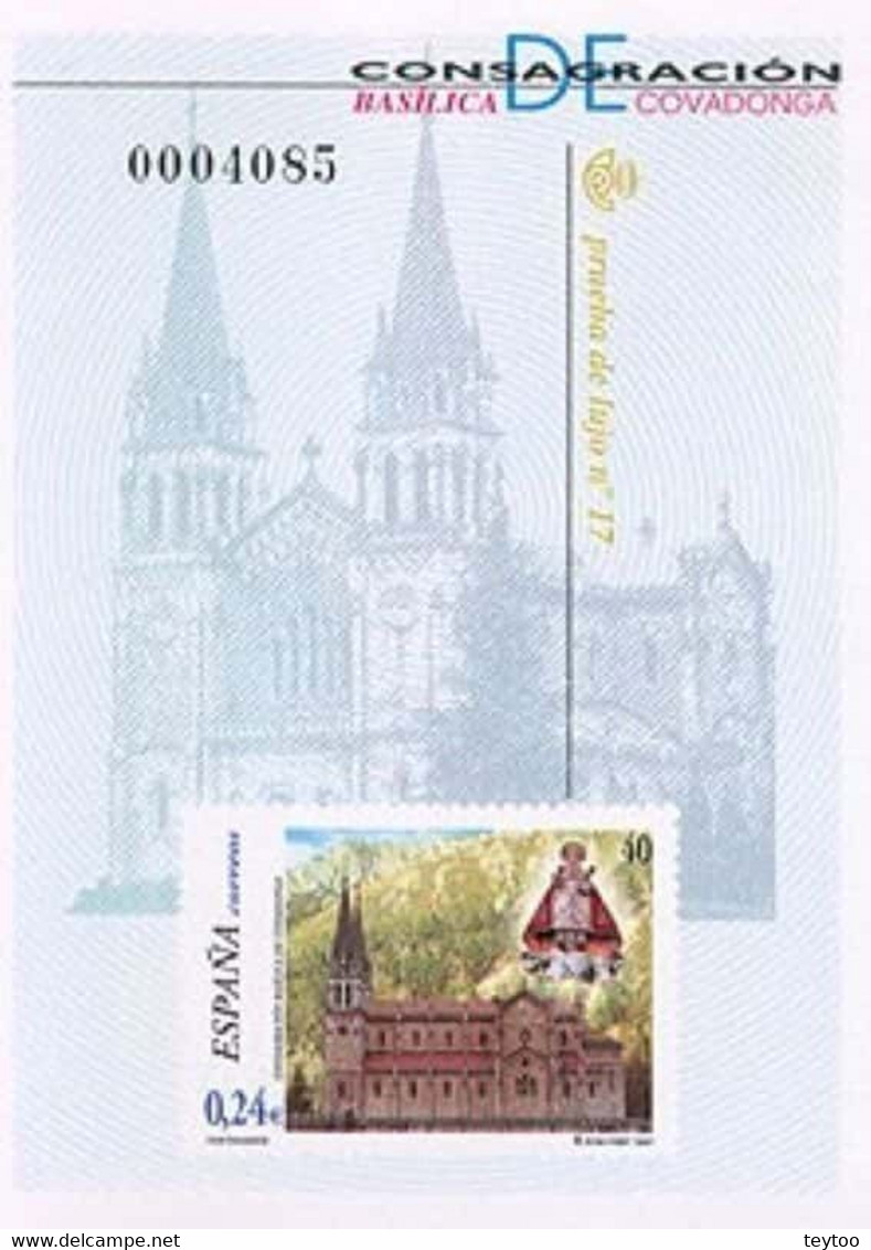 [P74] España 2001, Prueba De Lujo 17. Basílica De Covadonga. Asturias - Prove & Ristampe