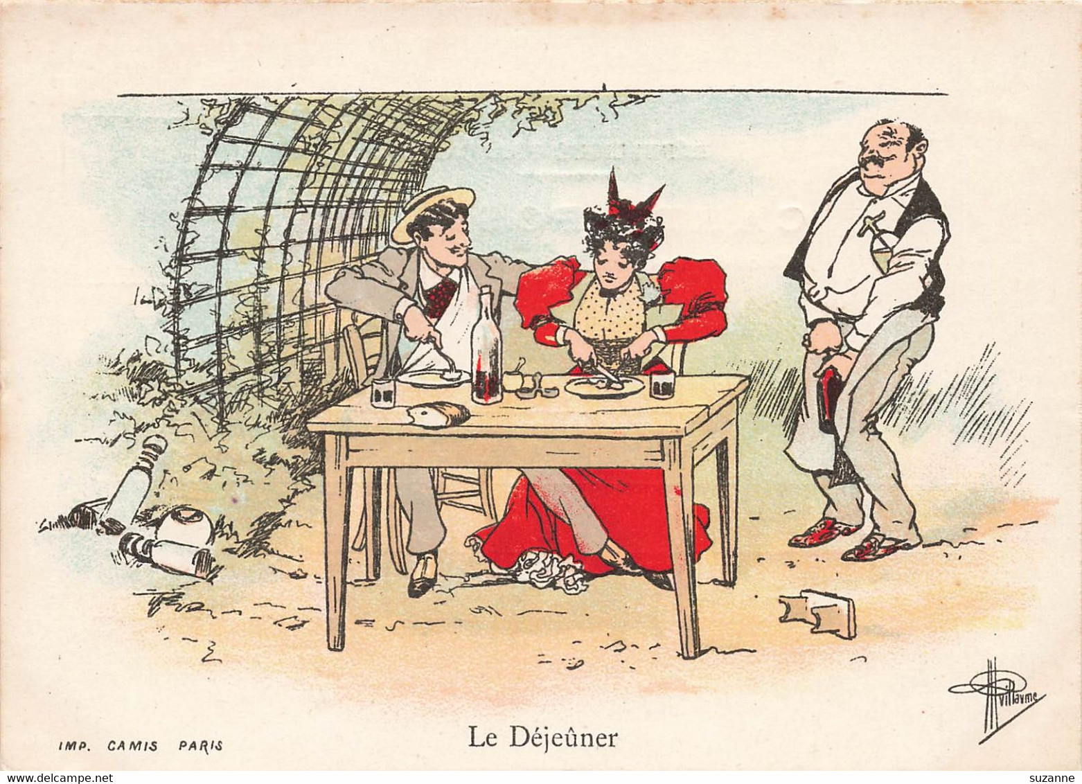 Illustrateur GUILLAUME - Carte Précurseur Le Déjeuner - CARTE PRÉCURSEUR Dos 1900 -très Bon état - Guillaume