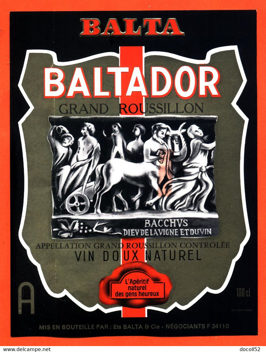 Grande Etiquette Neuve De Vin Grand Roussillon Baltador Ets Balta à 34110 - 100 Cl - Centaure - Languedoc-Roussillon