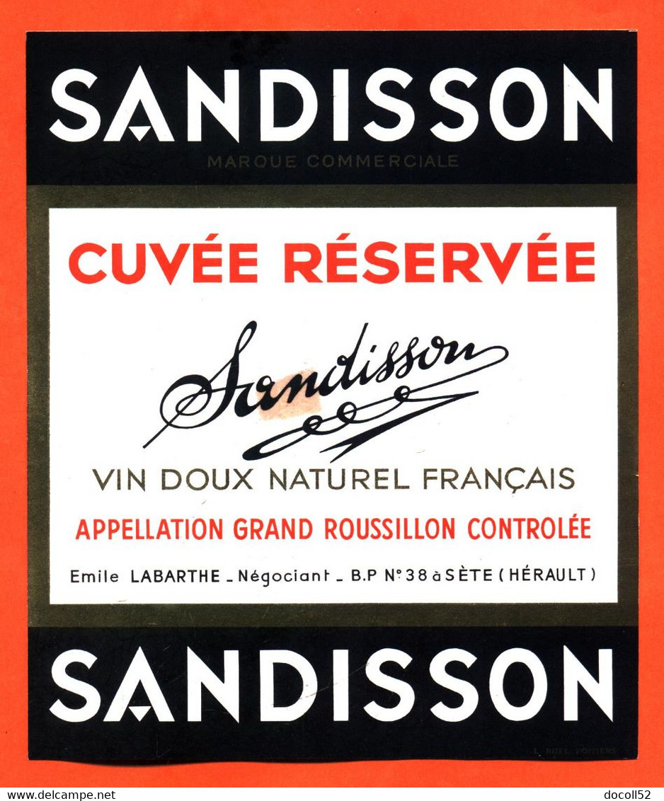 Etiquette Ancienne Neuve De Vin Doux Naturel Français Sandisson émile Labarthe à Sète - Languedoc-Roussillon