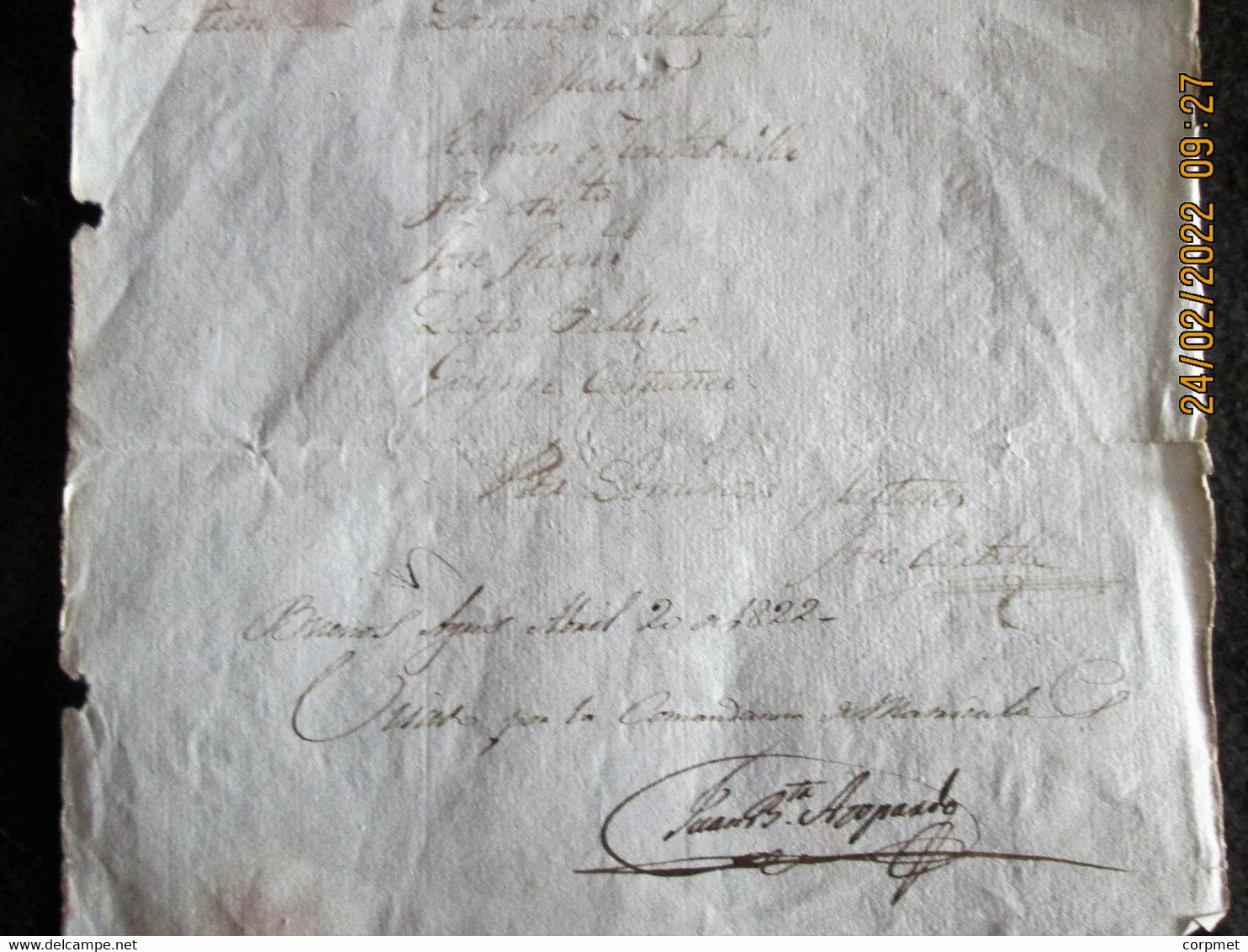 ARGENTINA 1822 JUAN BAUTISTA AZOPARDO Jefe Comandancia General De Puertos -Original Document Signature For Ship From Rio - Historische Documenten