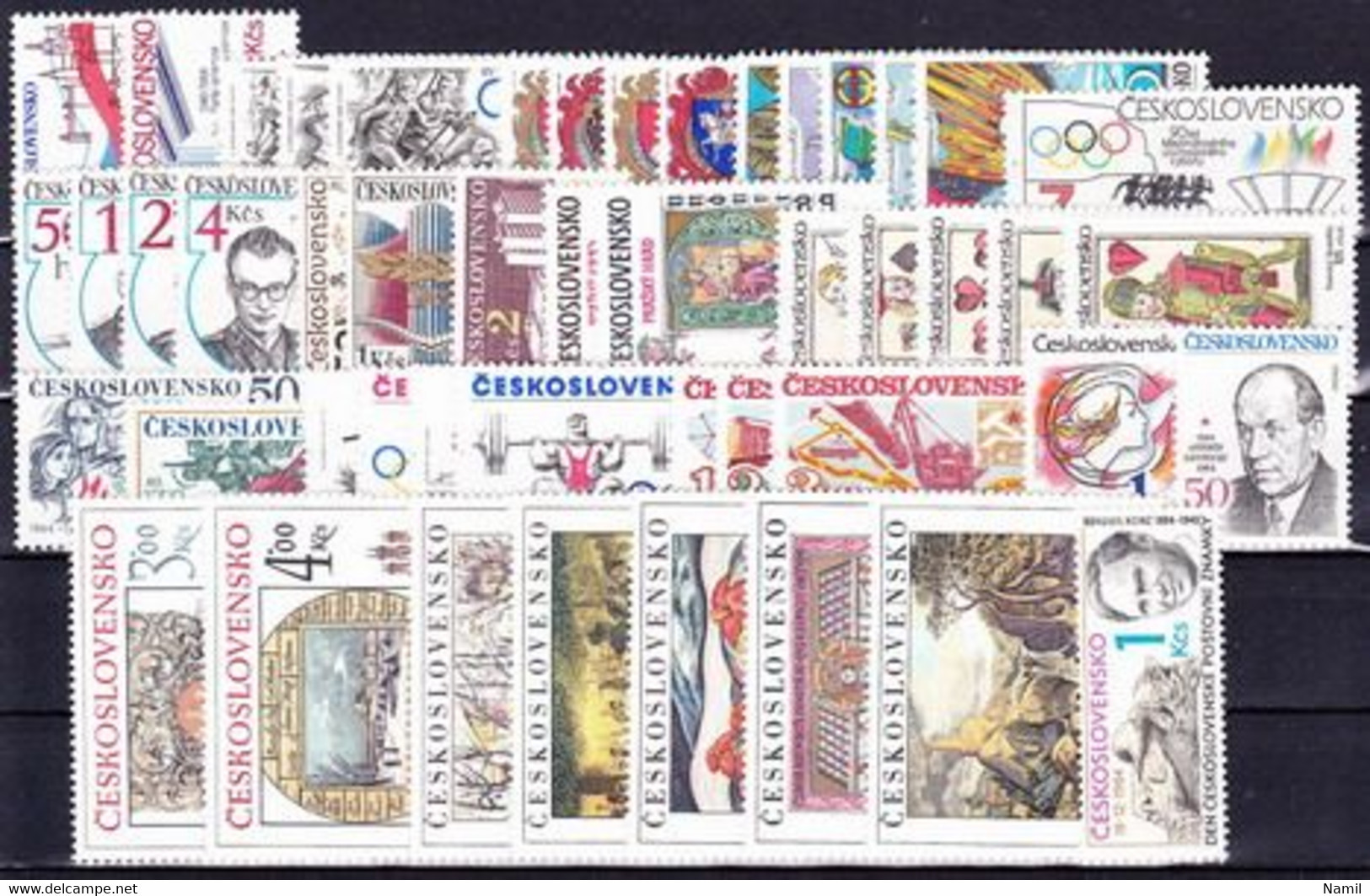 ** Tchécoslovaquie 1984 Mi 2748-2796+Bl.57-61 (Yv 2567-2614+BF), L'année Complete (MNH)** - Komplette Jahrgänge