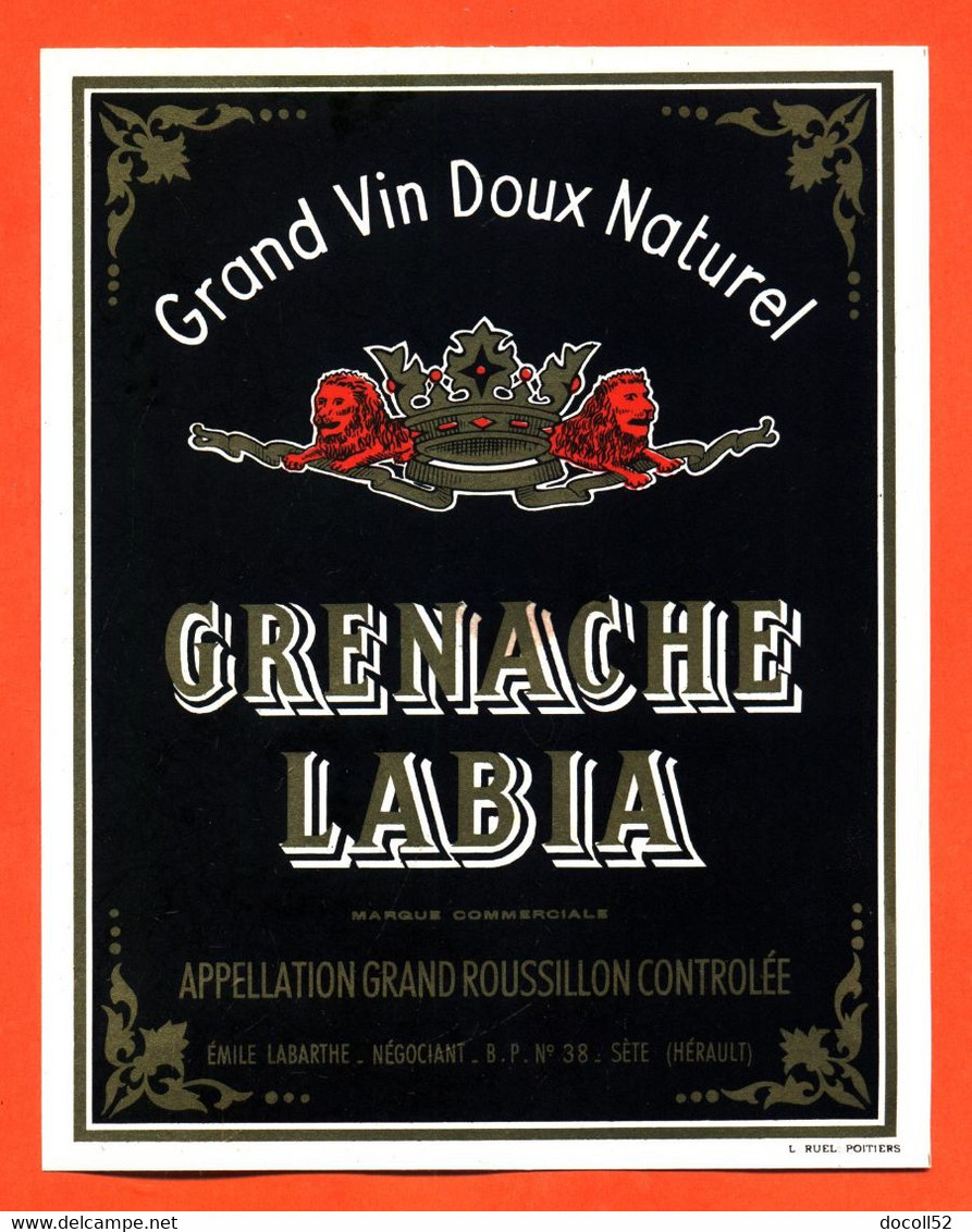 Etiquette Ancienne Neuve De Vin Doux Naturel Grenache Labia émile Labarthe à Sète - Languedoc-Roussillon