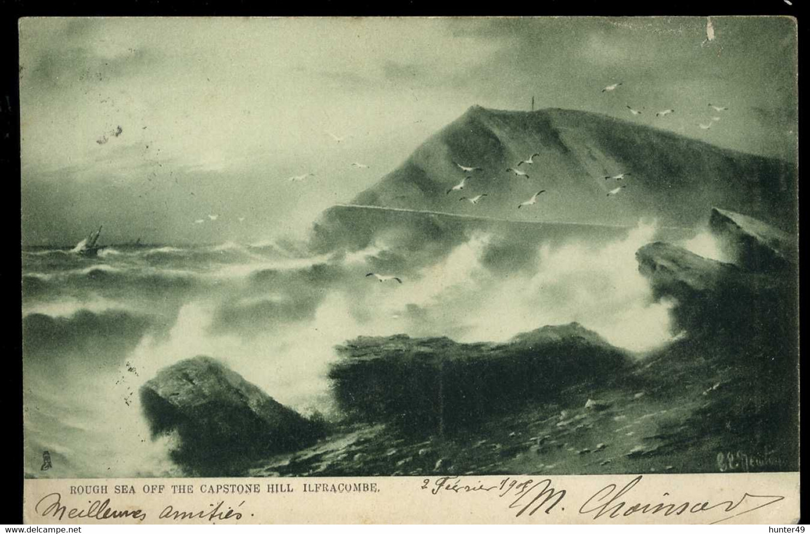 Ilfracombe Rough Sea Off The Capstone Hill 1905 Raphael Tuck - Ilfracombe