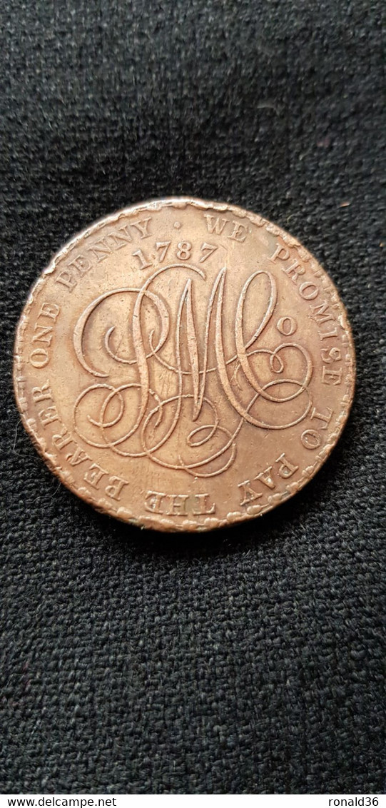 Grande Bretagne Royaume Uni Pièce De Monnaie 1 One Penny Anglesey Mines Tête De Druide 1787 We Promise To Pay The Bearer - Otros & Sin Clasificación