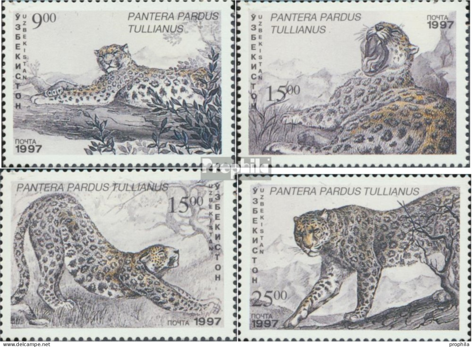 Usbekistan 145-148 (kompl.Ausg.) Postfrisch 1997 Leopard - Ouzbékistan