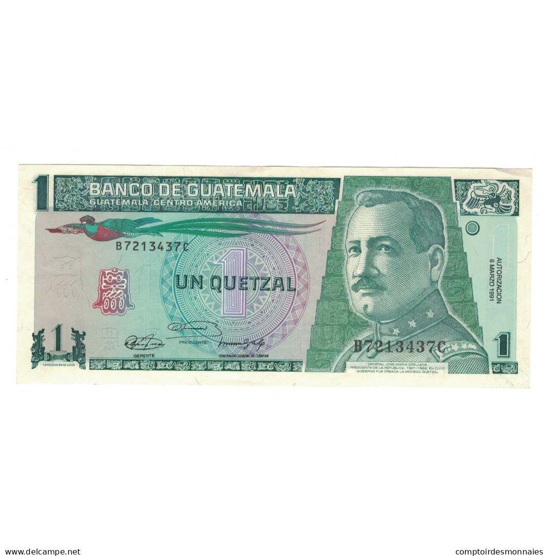 Billet, Guatemala, 1 Quetzal, 1991, 1991-03-06, KM:73b, NEUF - Guatemala