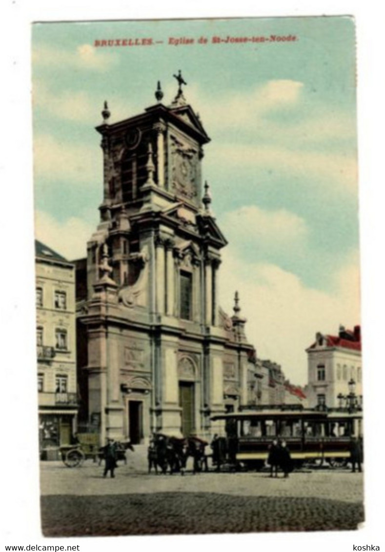 ST JOOST TEN NODE - Kerk En Paardentram - Verzonden 1912 - Ste Josse Ten Node - église Et Tram à Cheval - Envoyée 1912 - St-Joost-ten-Node - St-Josse-ten-Noode