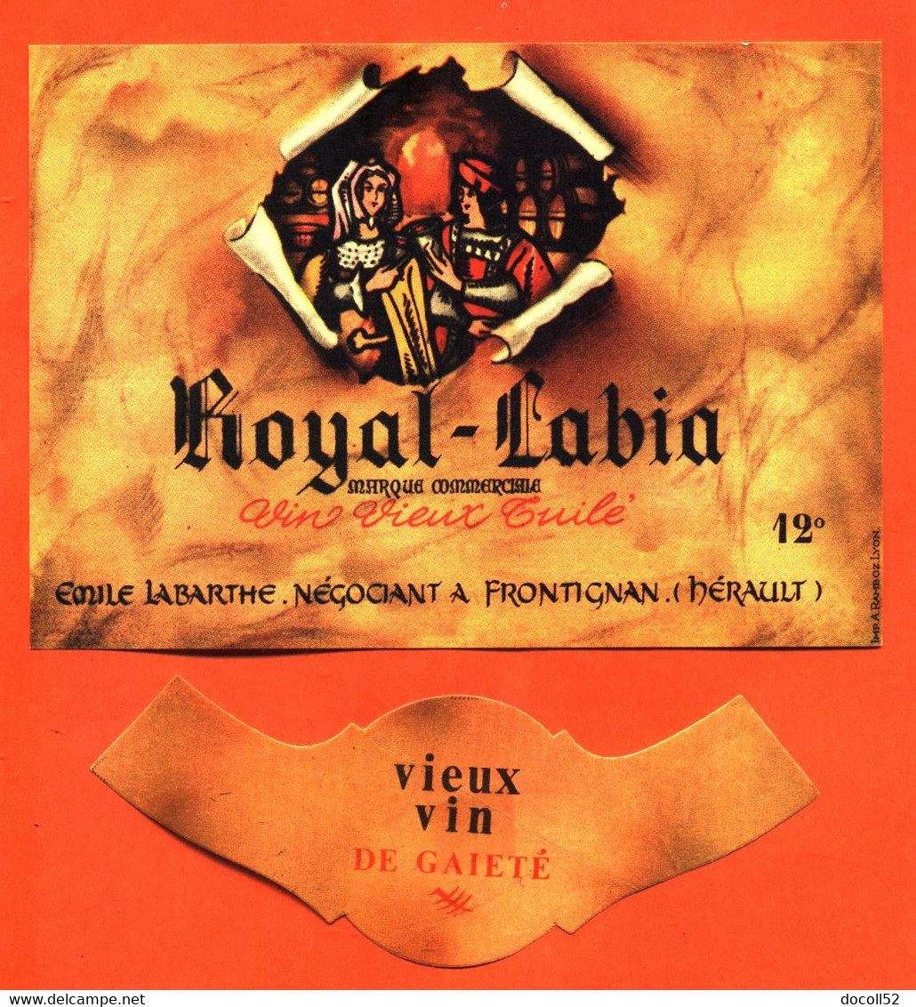 Etiquette + Collerette Ancienne Neuve De Vin De Gaieté Royal Labia émile Labarthe à Frontignan - Languedoc-Roussillon