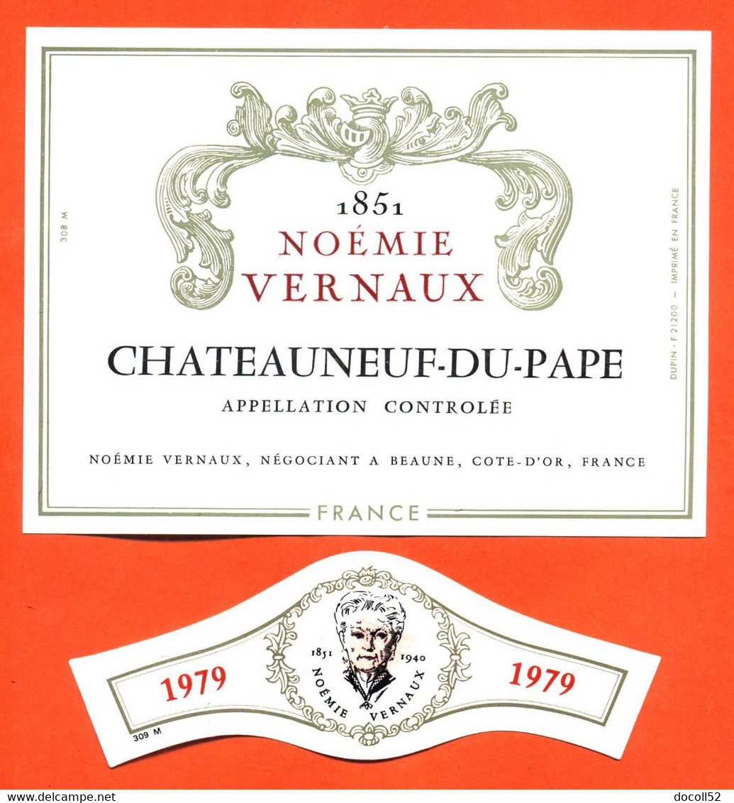 Etiquette + Collerette Ancienne Neuve De Vin Chateauneuf Du Pape 1979 Noémie Vernaux à Beaune - 75 Cl - Languedoc-Roussillon