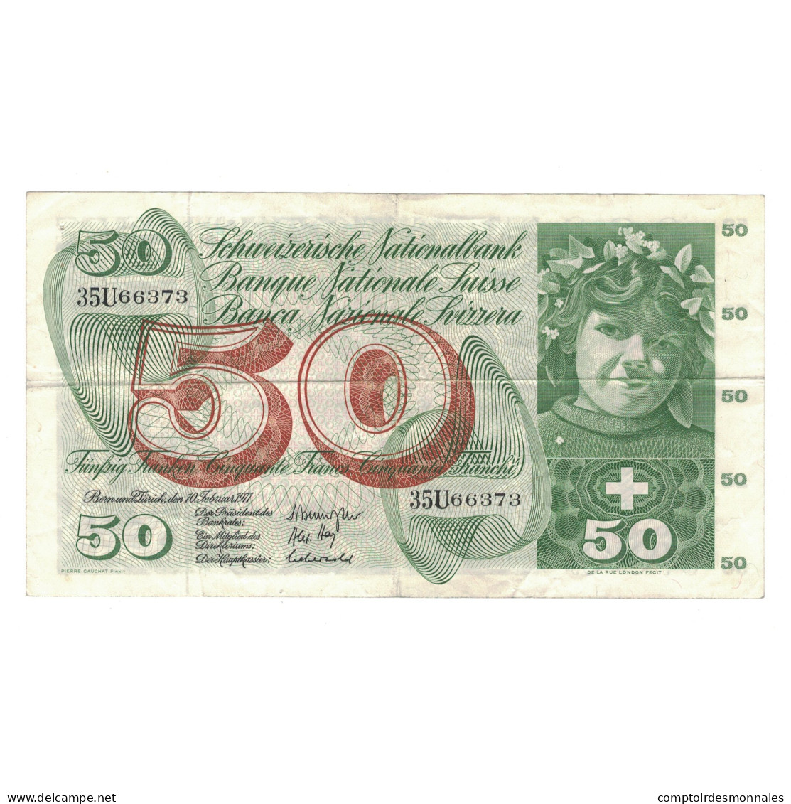 Billet, Suisse, 50 Franken, 1971, 1971-02-10, KM:48k, TTB - Suisse