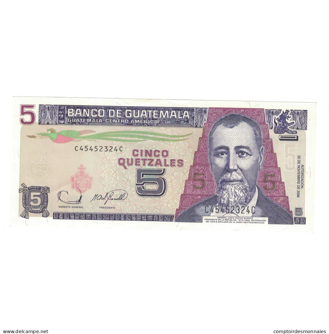 Billet, Guatemala, 5 Quetzales, 2006, 2006-11-22, KM:106b, SPL - Guatemala