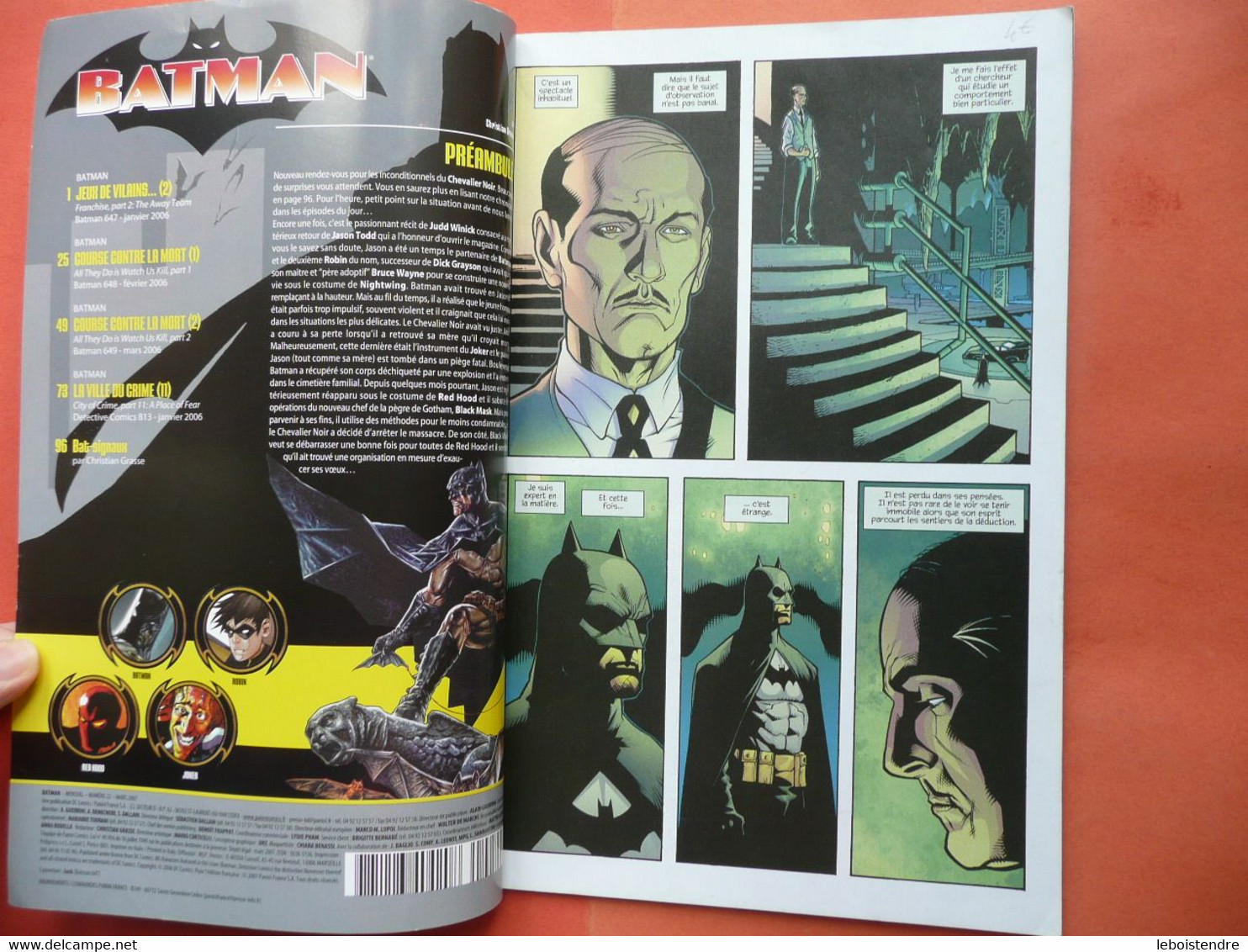 BATMAN N 22 MARS 2007  COLLECTOR EDITION DC COMICS PANINI FRANCE JEUX DE VILAINS 2 COURSE CONTRE LA MORT 1-2 LA VILLE DU - Batman
