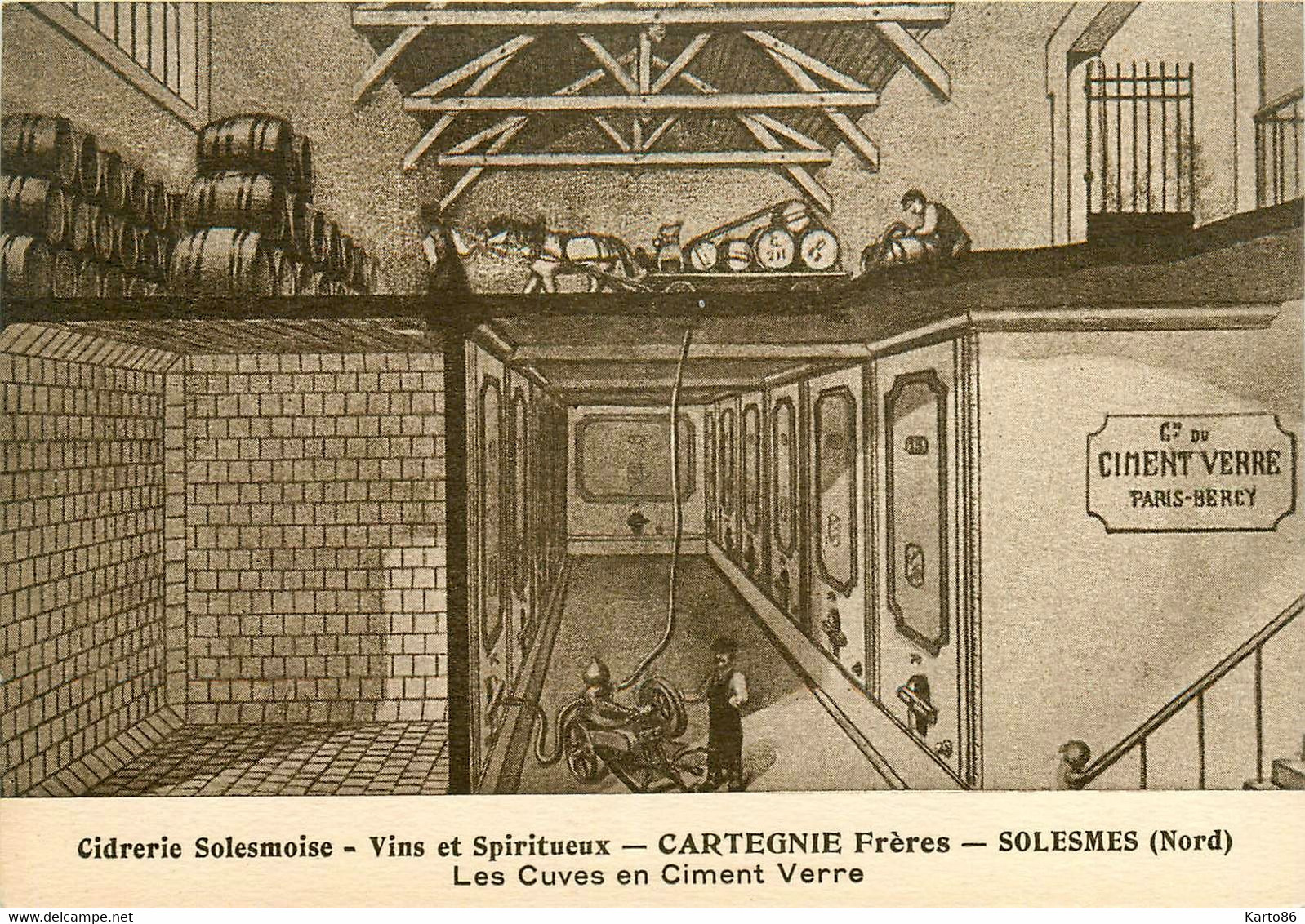 Solesmes * La Cidrerie Solesmoise , CARTEGNIE Frères * Les Cuves En Ciment Verre * Foudres * Vins Et Spiritueux - Solesmes