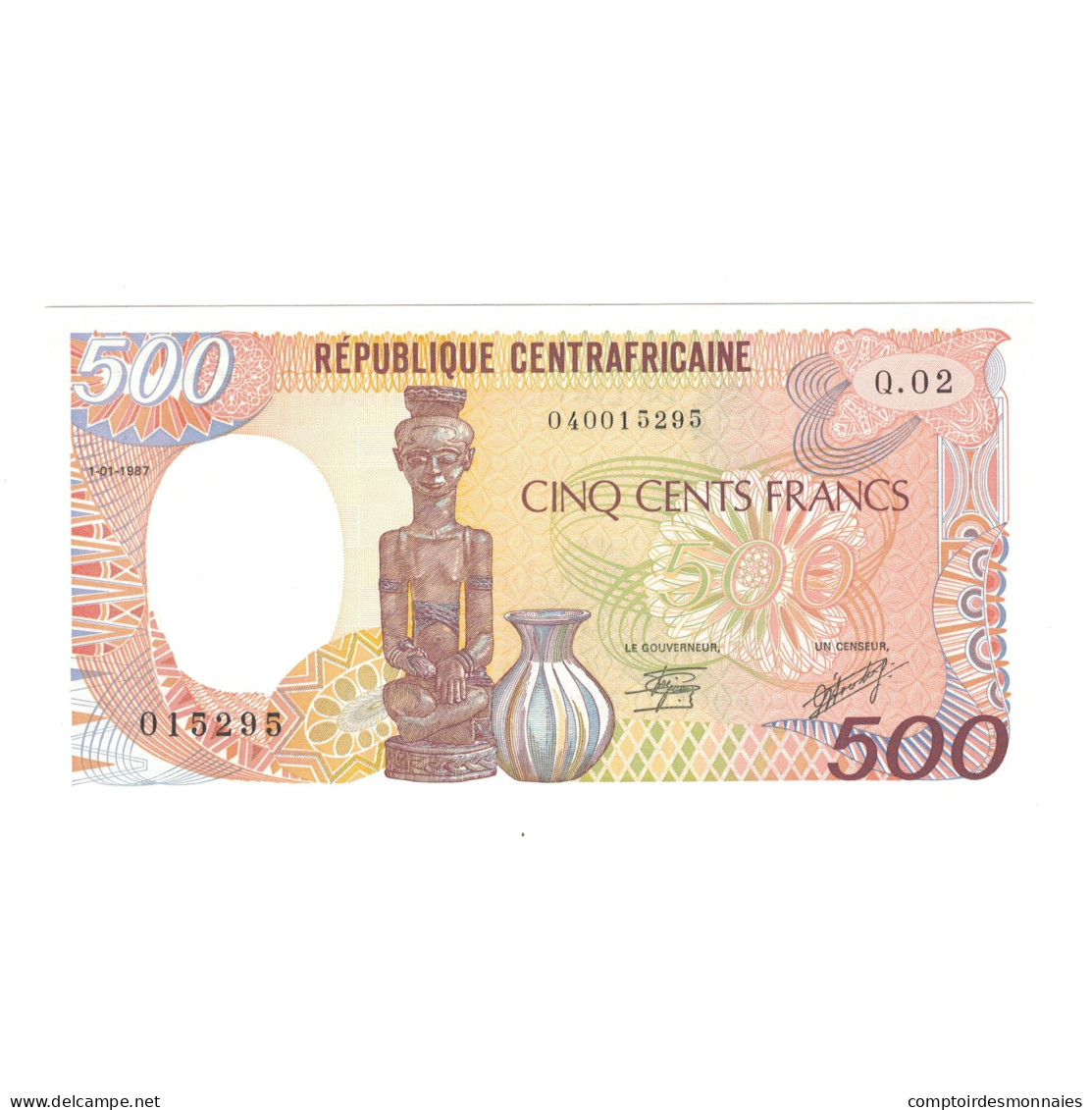 Billet, République Centrafricaine, 500 Francs, 1987, 1987-01-01, KM:14c, NEUF - États D'Afrique Centrale