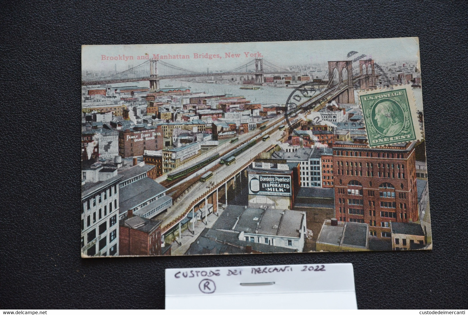 CARTOLINA POSTALE CARD POSTAL MANHATTAN BRIDGE N.Y. CITY VG 1910 STAMP ONE CENTS G. WASHINGTON RARE - Brooklyn