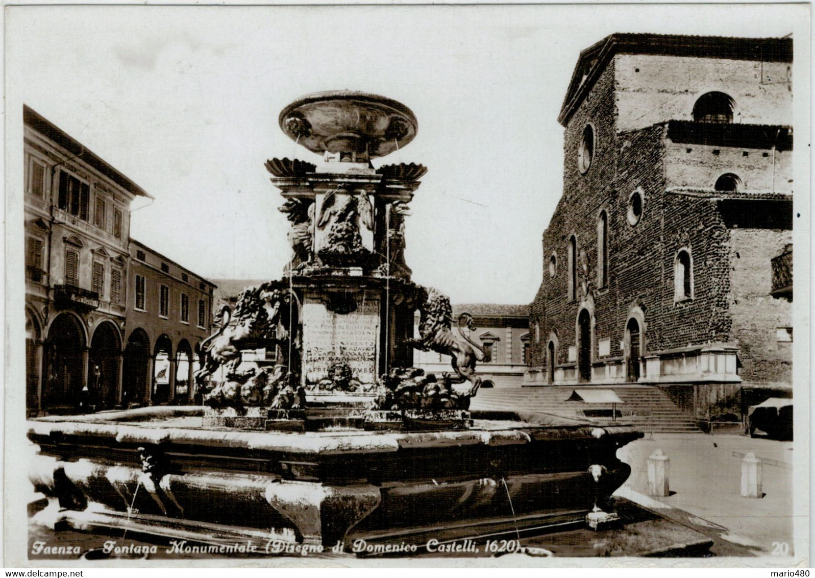 FAENZA  (RA)   FONTANA  MONUMENTALE  (DISEGNO  DI  DOMENICO  CASTELLI)         2 SCAN  (VIAGGIATA) - Faenza