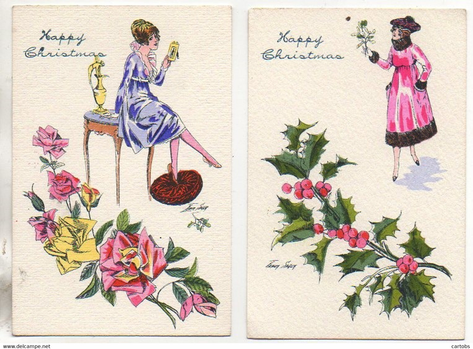 Illustrateur SAGER Lot De 2 Mignonettes  " Happy Christmas" (2) - Sager, Xavier