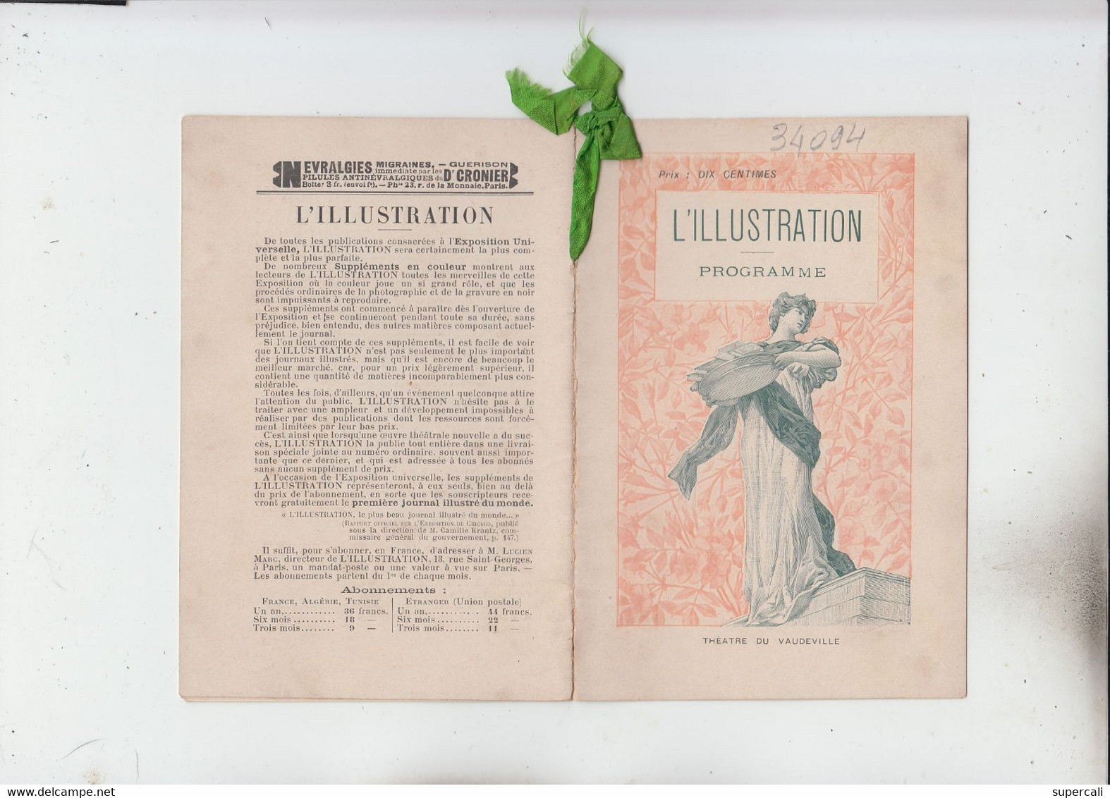 RT34.094  L'ILLUSTRATION PROGRAME THEATRE DU  VAUDEVILLE AVRIL 1900 LA ROBE ROUGE - Newspapers - Before 1800
