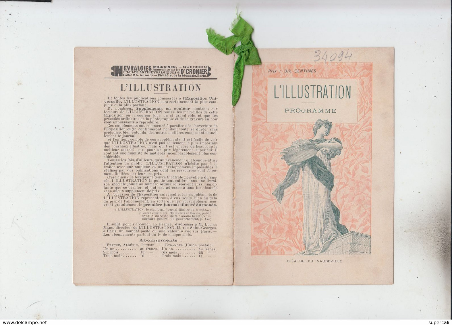 RT34.094  L'ILLUSTRATION. PROGRAME THEATRE DU VAUDEVILLE 1900 FALGUIERE - Kranten Voor 1800