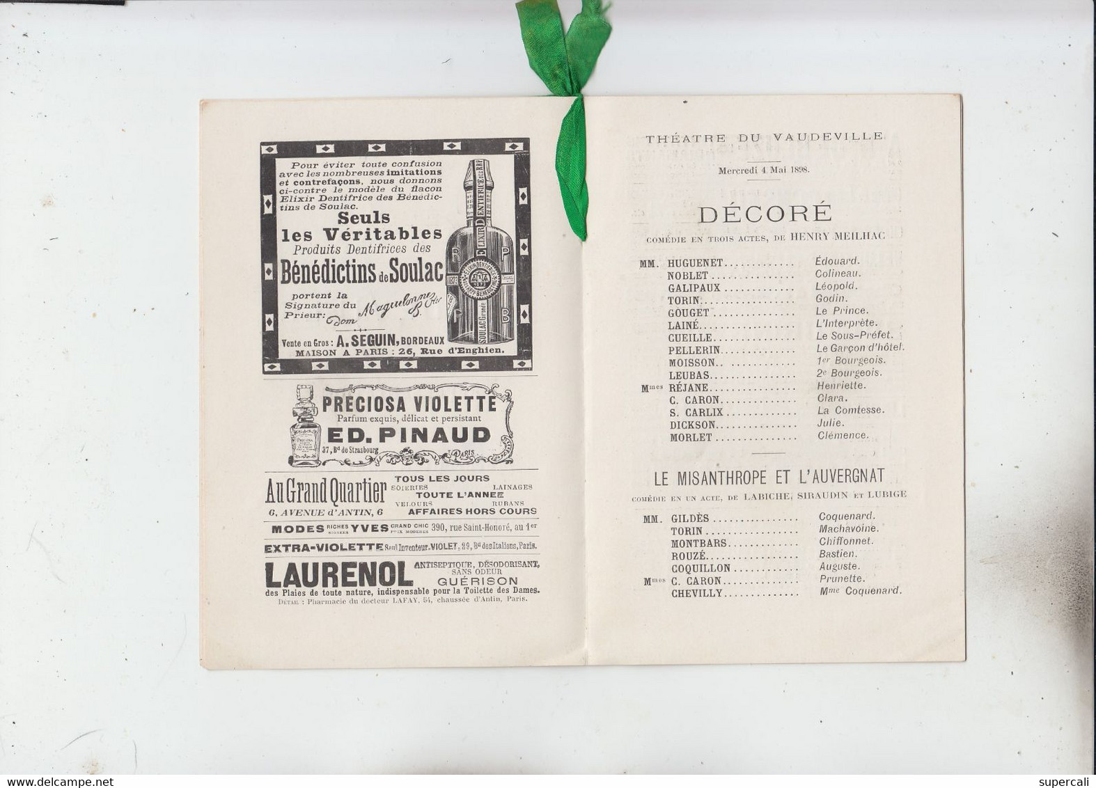 RT34.091  L'ILLUSTRATION. PROGRAME THEATRE DU VAUDEVILLE 1898 - Periódicos - Antes 1800