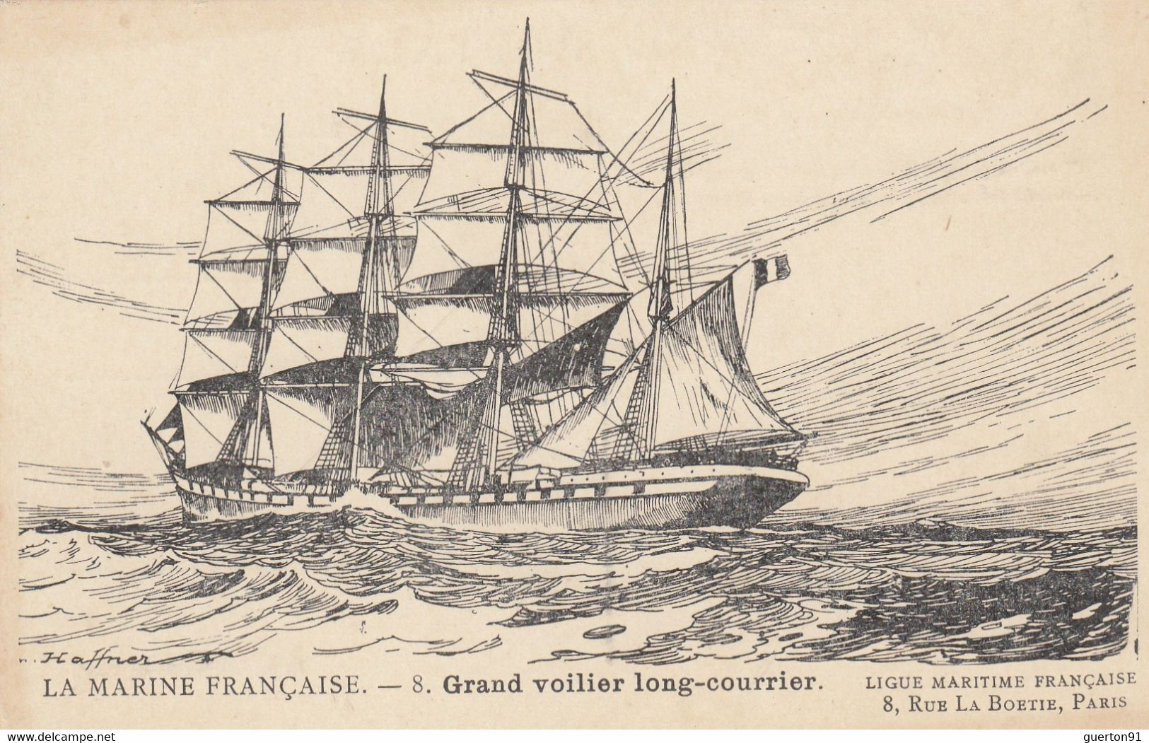 CPA ( Illustrateur Bateau) HAFFNER   Marine Francaise Grand Voilier Long Courrier(b Theme 6) - Haffner