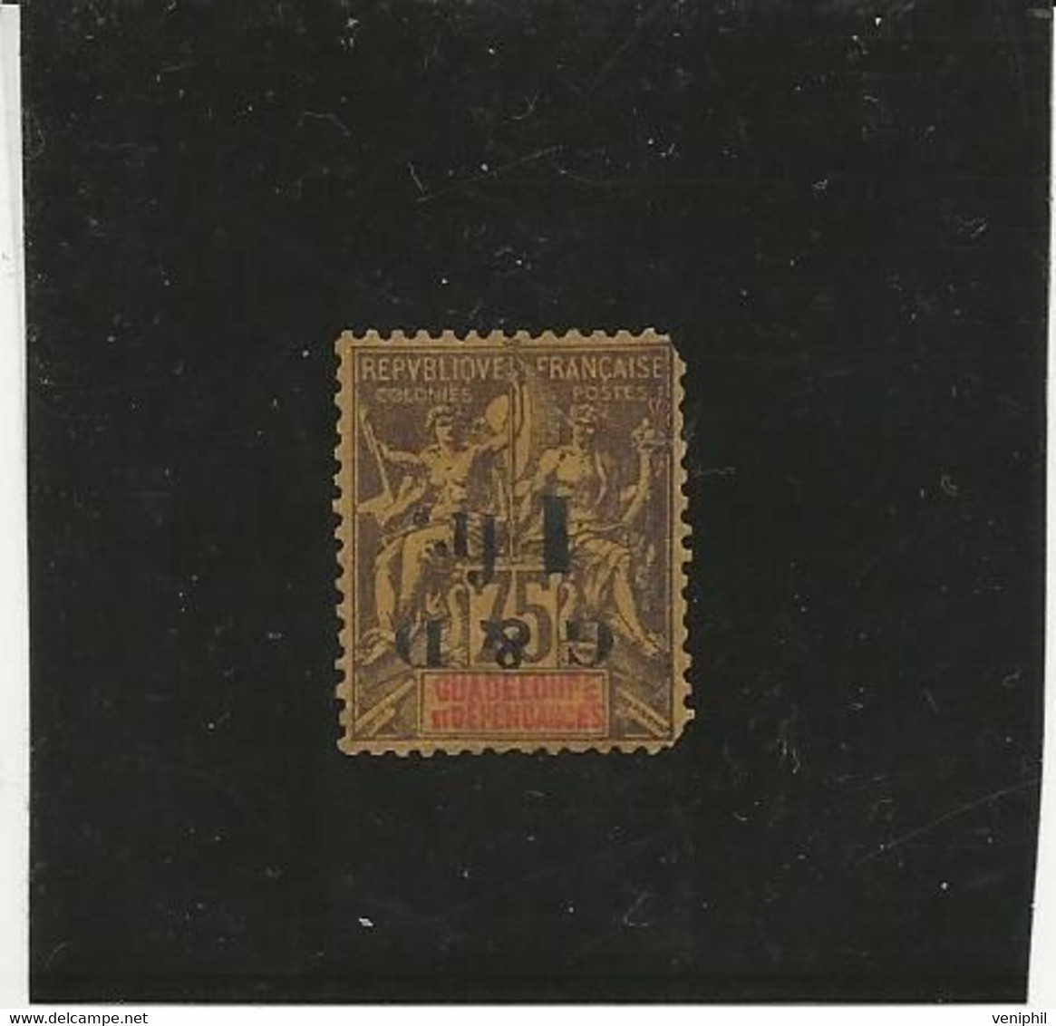 GUADELOUPE - N° 49 K SURCHARGE RENVERSEE NEUF CHARNIERE -2 DENTS D'ANGLE MANQUANTES - COTE : 220 € - Unused Stamps