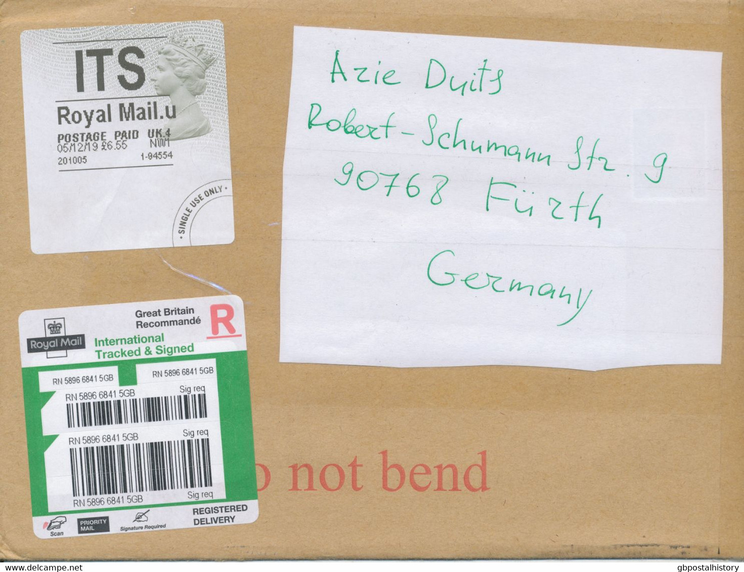 GB 2019/21, 4 Larger Envelopes Franked With Higher Values (most MACHIN) All To Germany - Brieven En Documenten