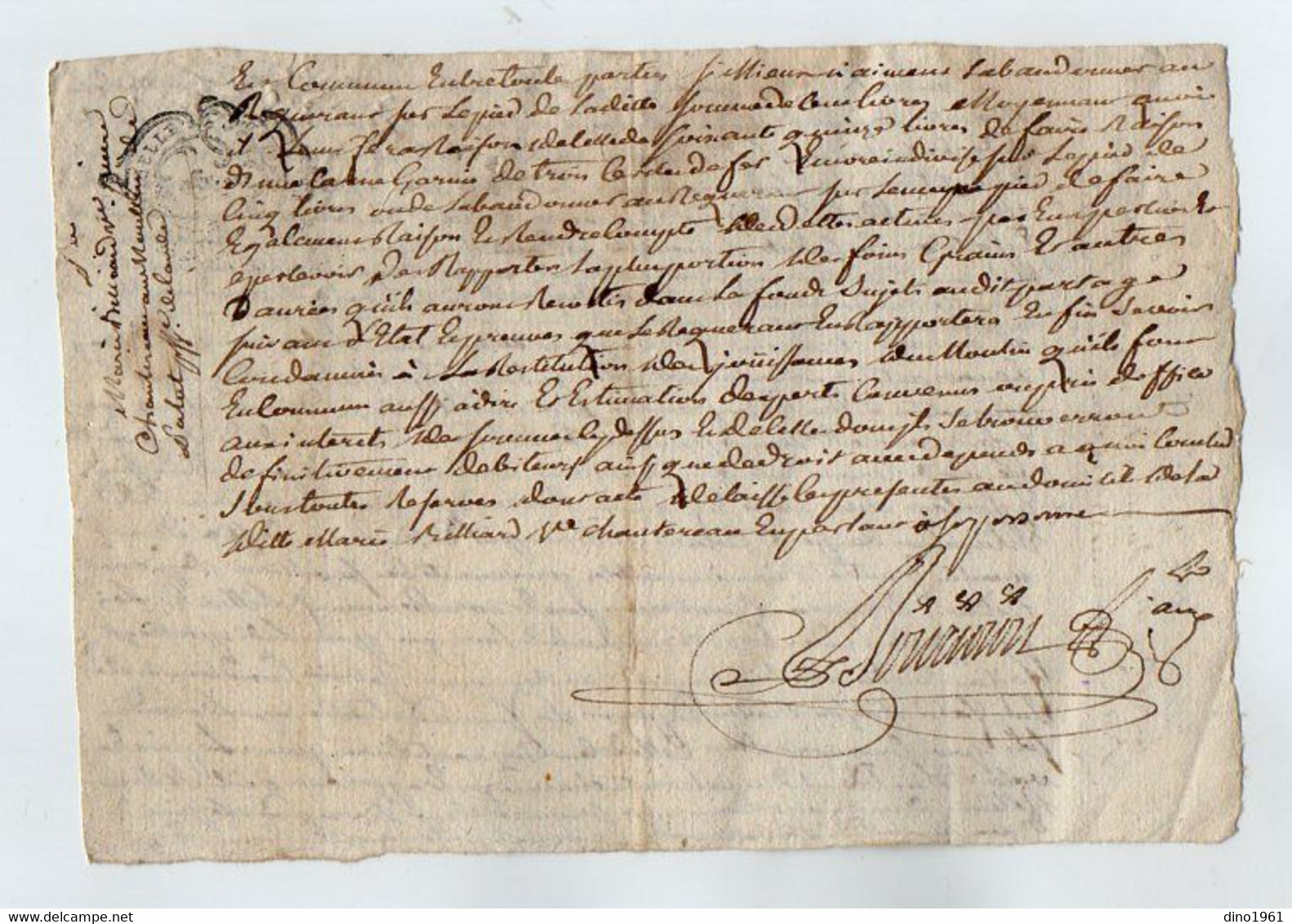 VP19.292 - Cachet De Généralité De LA ROCHELLE - Acte De 1786 Concernant Mr Jean BILLARD à LANDES . - Cachets Généralité