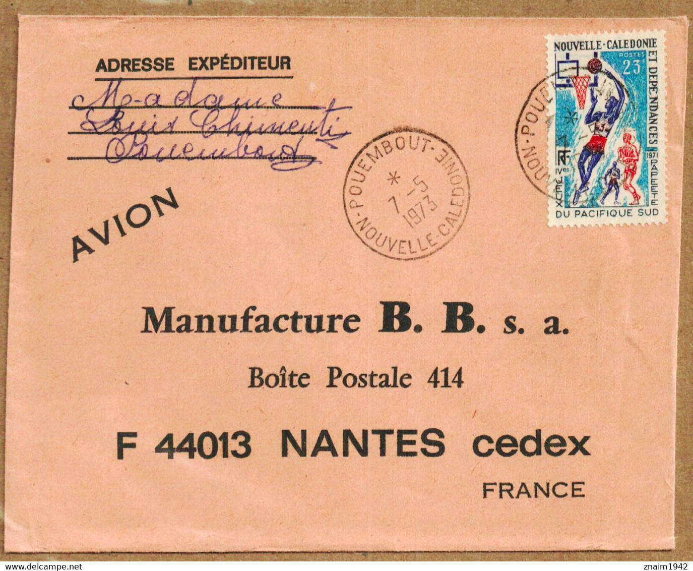 1951-85 NOUVELLE CALEDONIE 7 LETTRES POUR LA FRANCE AVEC OBLITERATIONS DE PAITA, POUEMBOUT, POUM, TONTOUTA ET VOH - Storia Postale