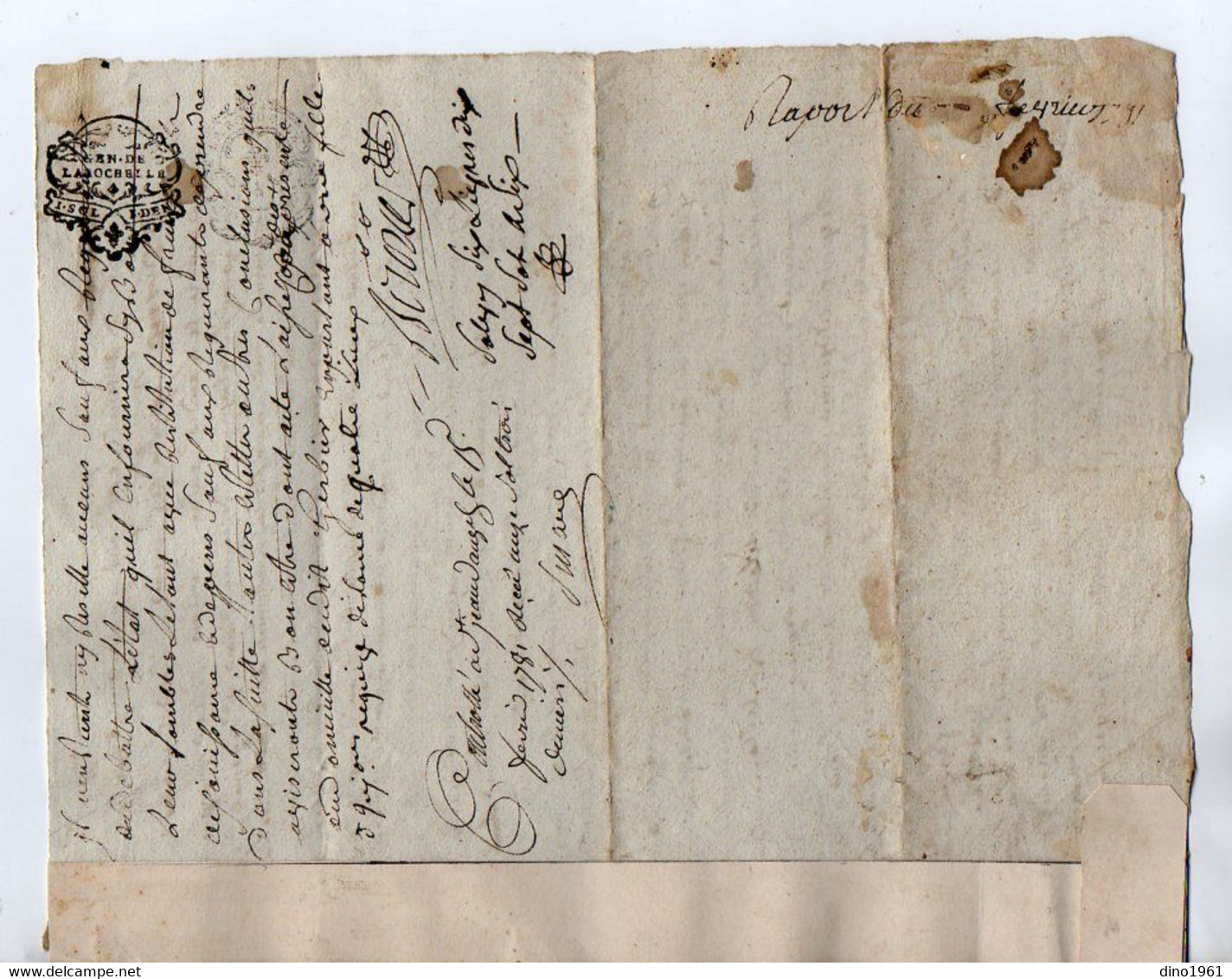 VP19.293 - Cachet De Généralité De LA ROCHELLE - Acte De 1781 Concernant La Famille BILLARD à LANDES Et Autres ...... - Cachets Généralité