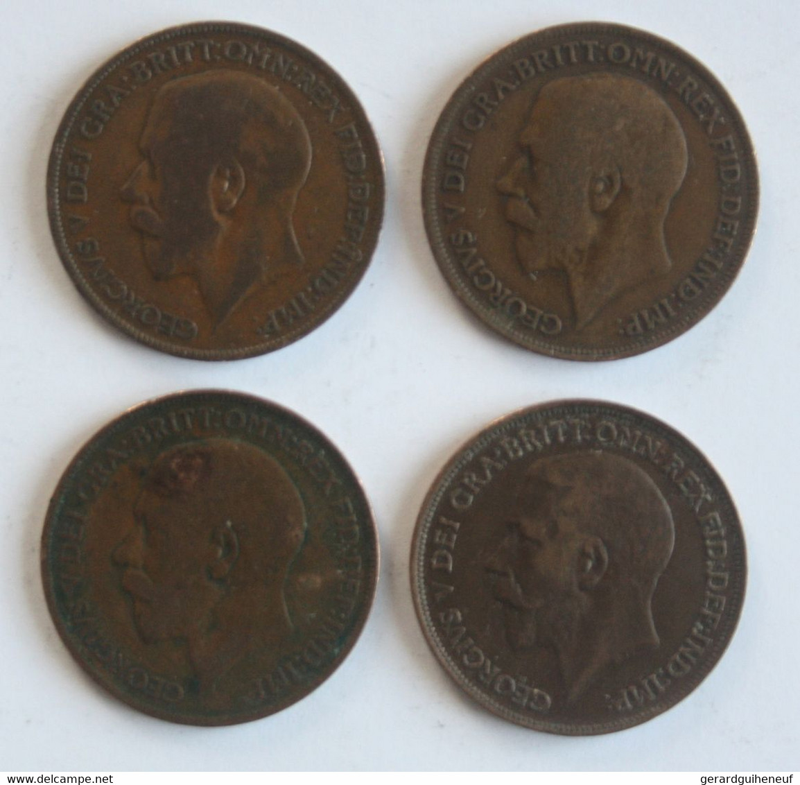 4 Monnaies Britanniques De 1 Penny à L'effigie De Georges V - D. 1 Penny