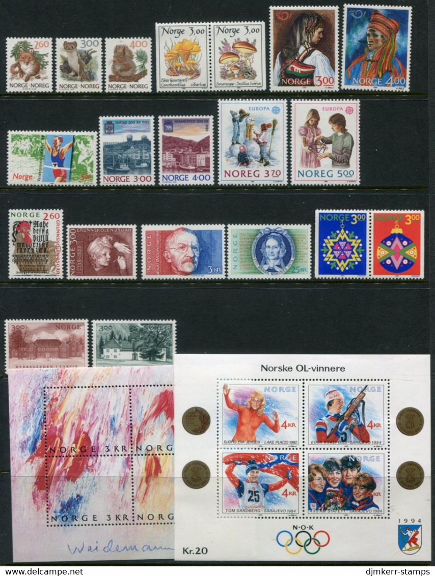 NORWAY 1989 Complete Year Issues MNH / **.  Michel 1009-36, Blocks 11-12 - Annate Complete