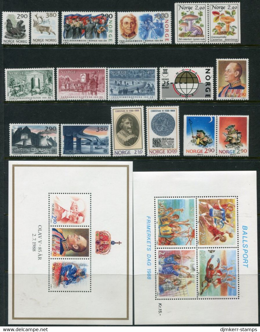 NORWAY 1988 Complete Year Issues MNH / **.  Michel 986-1008, Blocks 9-10 - Ganze Jahrgänge