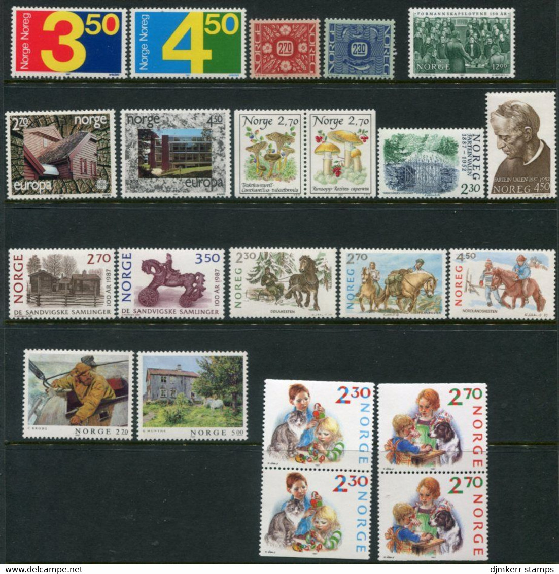 NORWAY 1987 Complete Year Issues MNH / **.  Michel 961-85, Blocks 7-8 - Ganze Jahrgänge